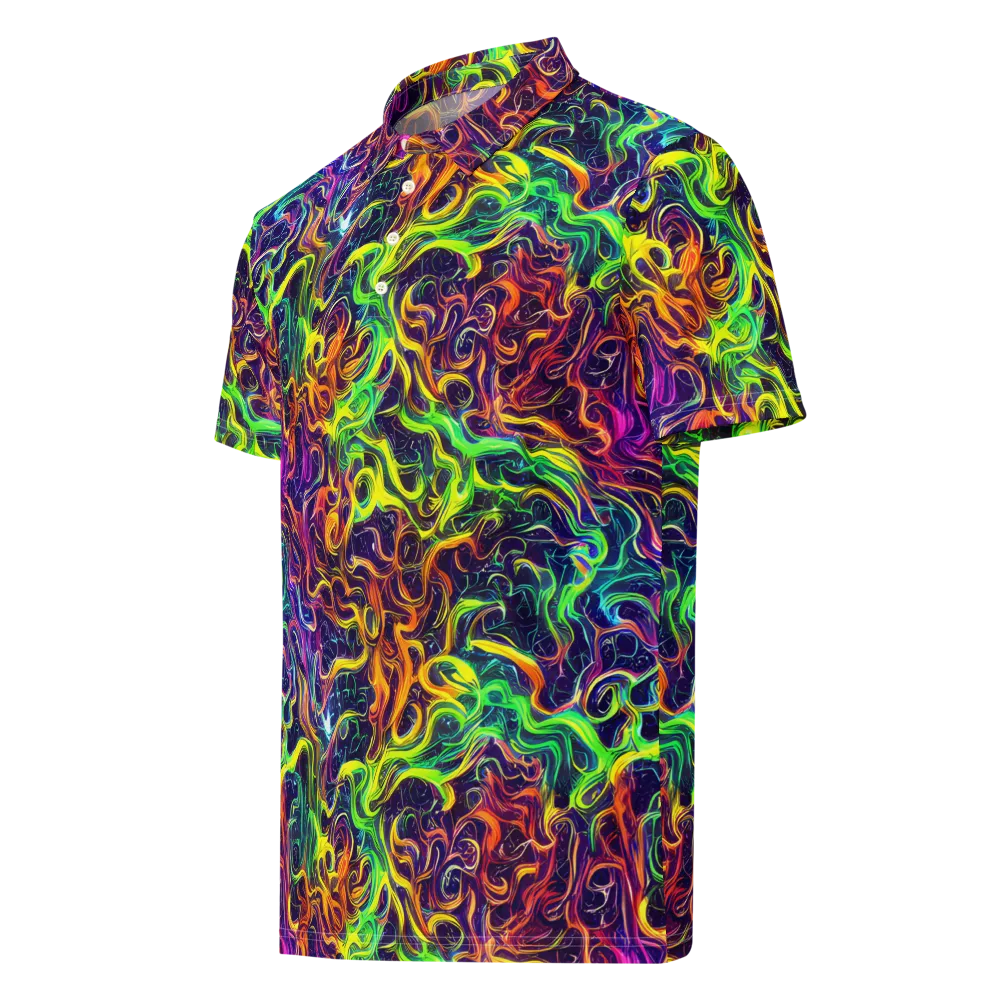 Liquid Fireworks on Men's Slim Fit Polo Shirt — Left Front