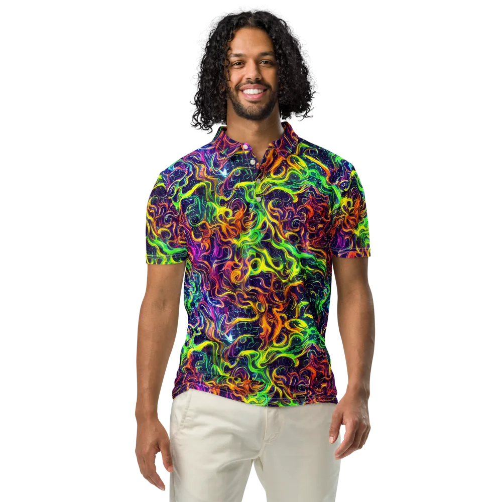 Liquid Fireworks on Men's Slim Fit Polo Shirt — Front
