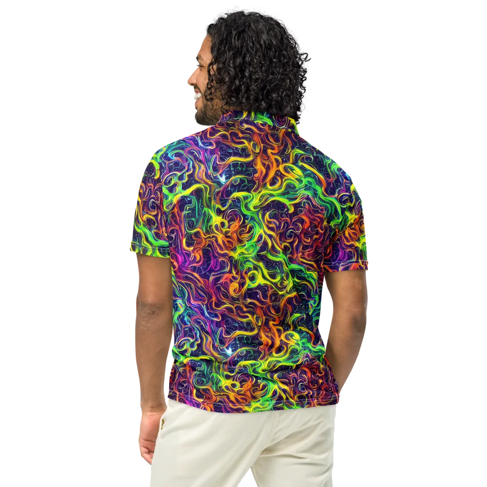 Liquid Fireworks on Men's Slim Fit Polo Shirt — Back
