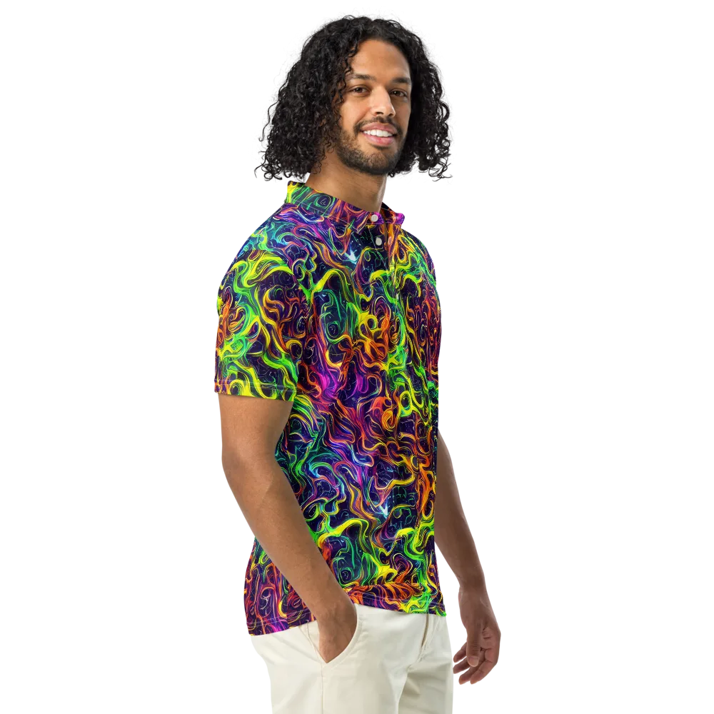 Liquid Fireworks on Men's Slim Fit Polo Shirt — Right Front