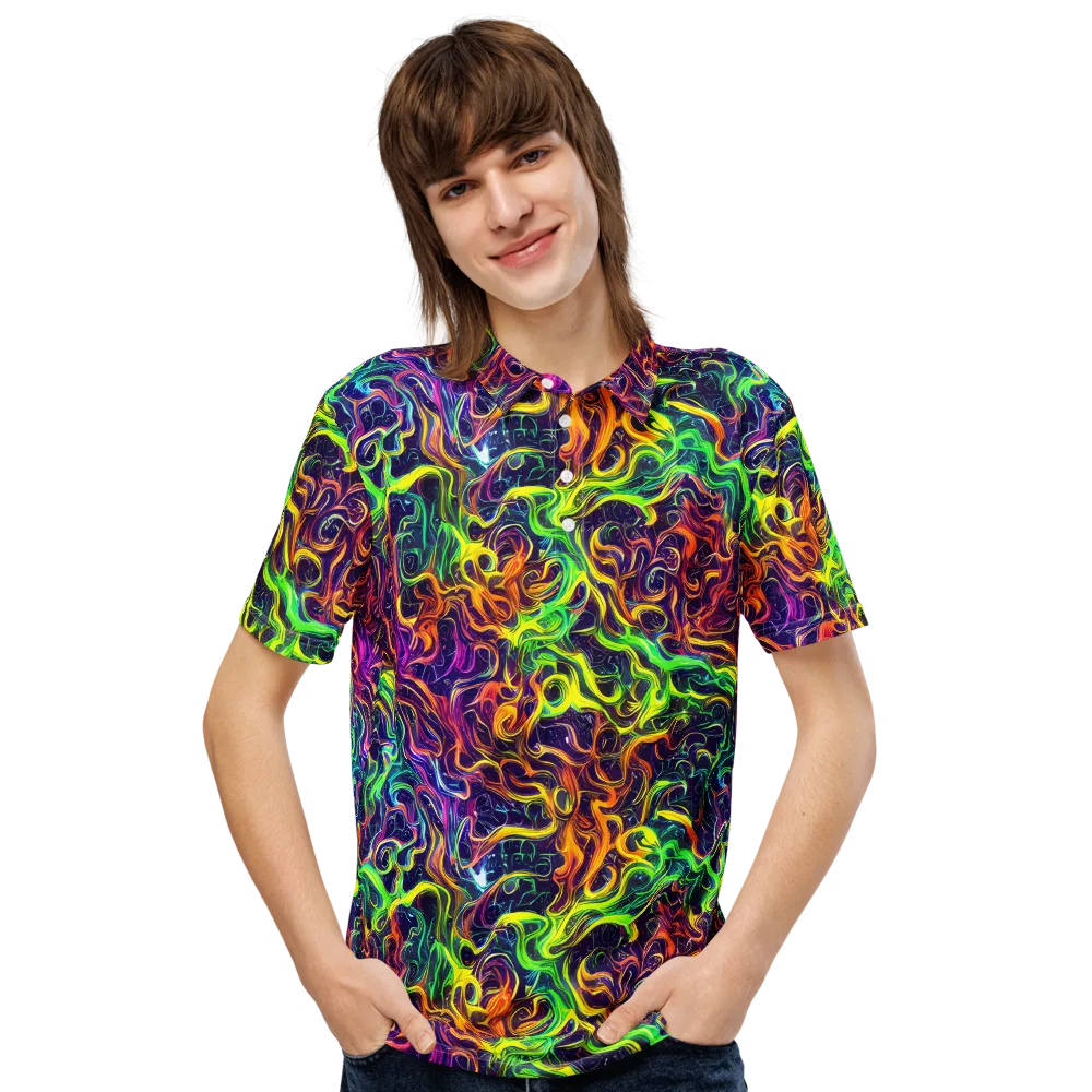 Liquid Fireworks on Men's Slim Fit Polo Shirt — Front