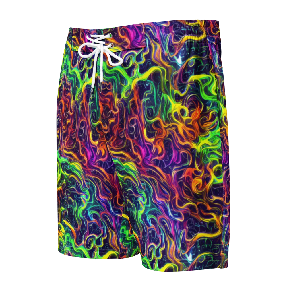 Liquid Fireworks on Men's Board Shorts — Front