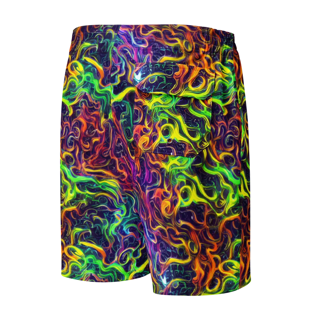 Liquid Fireworks on Men's Board Shorts — Back