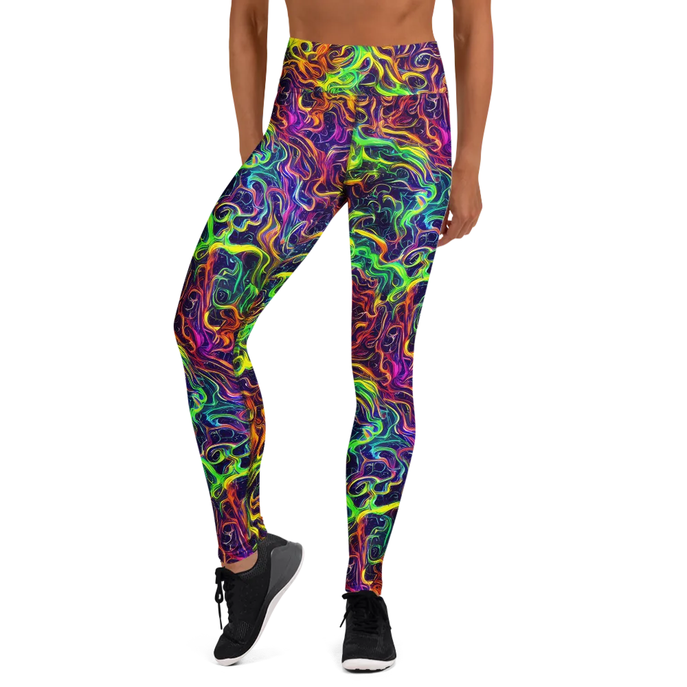 Liquid Fireworks on Yoga Leggings — Front