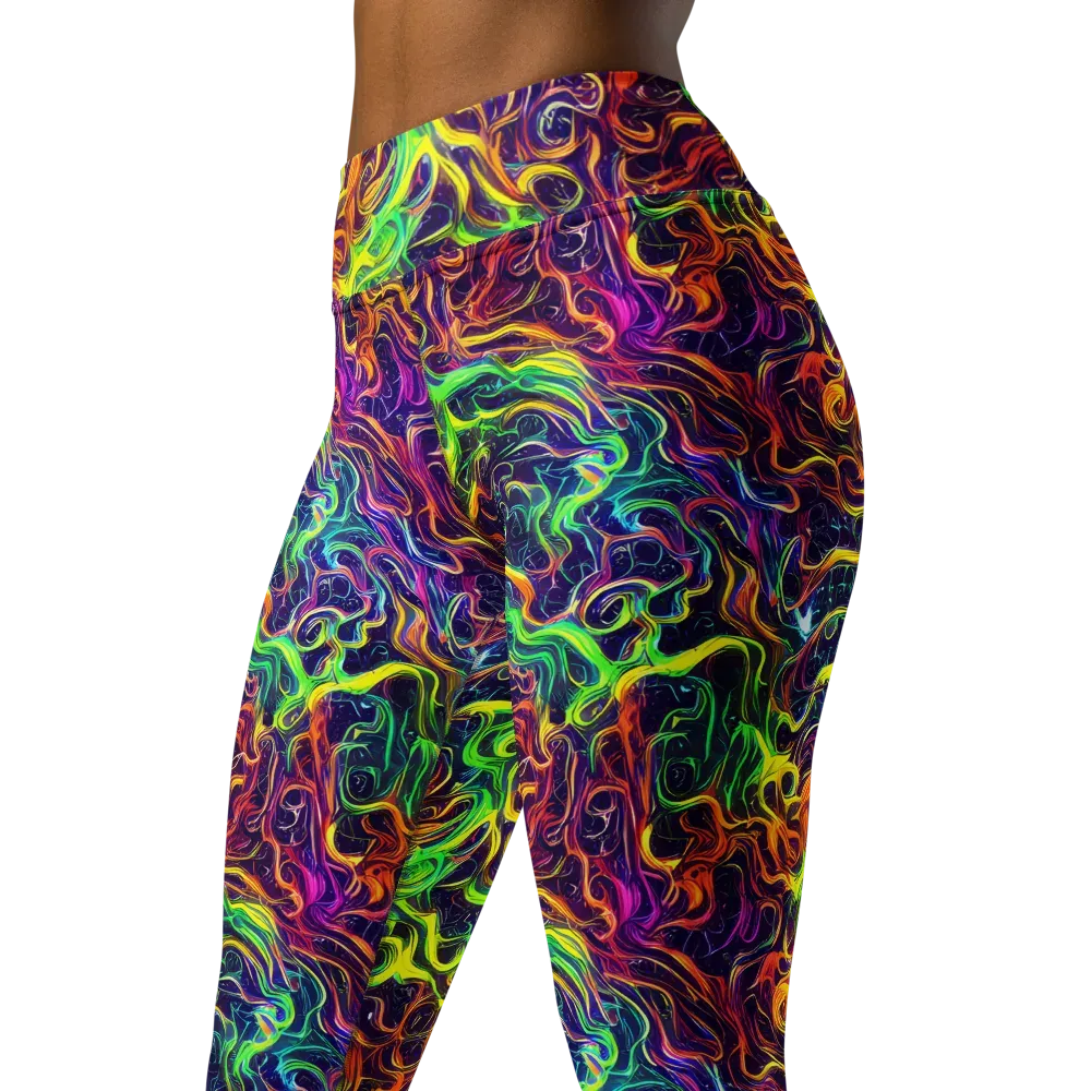 Liquid Fireworks on Yoga Leggings — Left Front