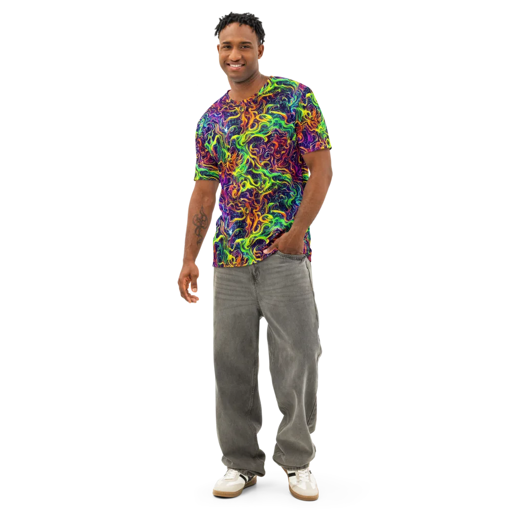Liquid Fireworks on Men's Cotton Crew Neck T-Shirt — Front