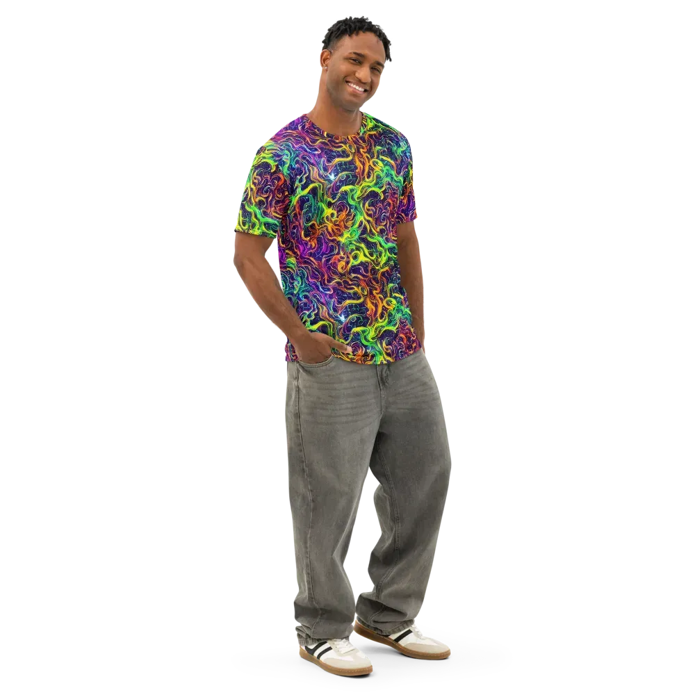 Liquid Fireworks on Men's Cotton Crew Neck T-Shirt — Right Front