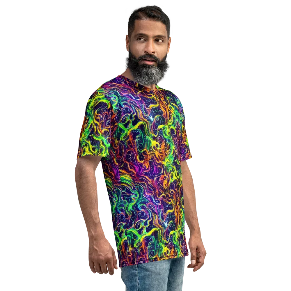 Liquid Fireworks on Men's Crew Neck T-Shirt — Right