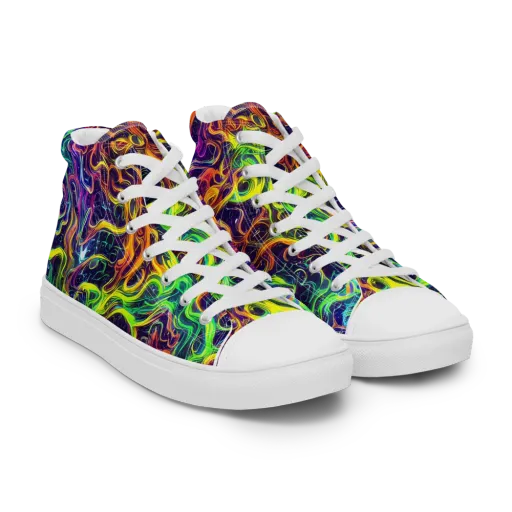 Liquid Fireworks on a Men's High Top Canvas Shoes