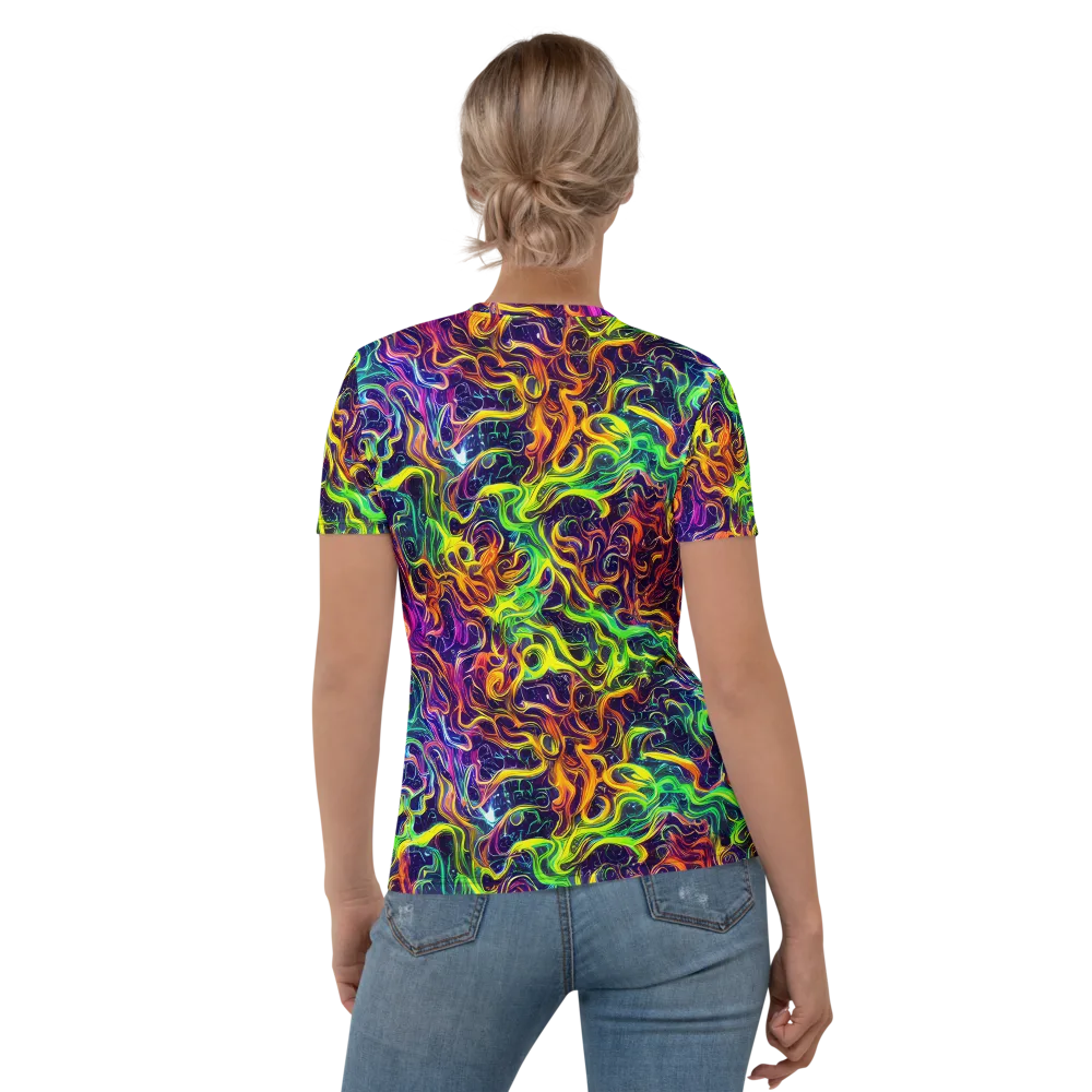 Liquid Fireworks on Women's Crew Neck T-Shirt — Back