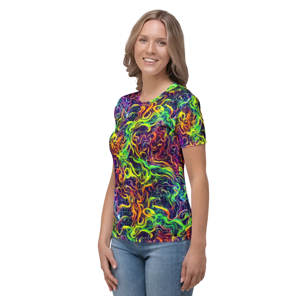 Liquid Fireworks on Women's Crew Neck T-Shirt — Left