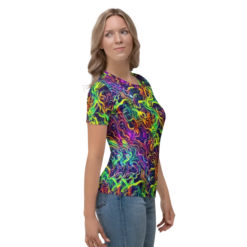 Liquid Fireworks on Women's Crew Neck T-Shirt — Right