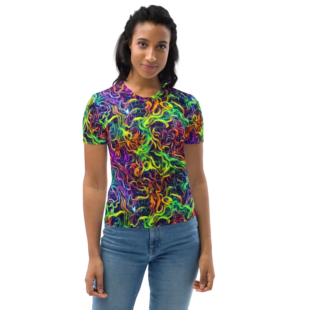 Liquid Fireworks on Women's Crew Neck T-Shirt — Front