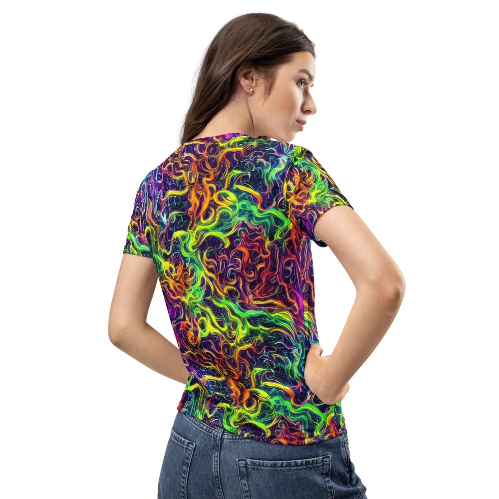 Liquid Fireworks on Women's Crew Neck T-Shirt — Back