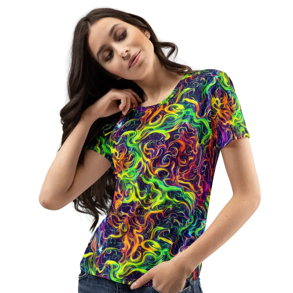 Liquid Fireworks on Women's Crew Neck T-Shirt — Left Front