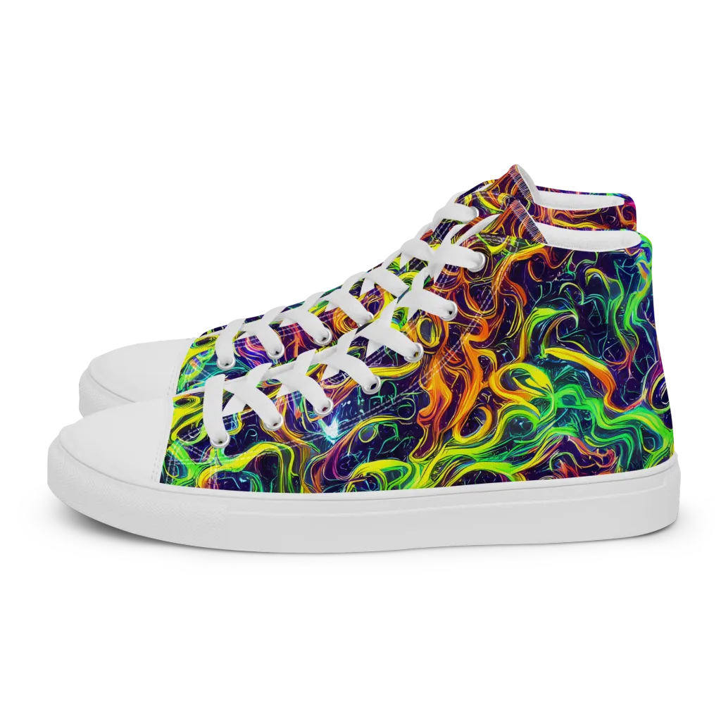 Liquid Fireworks on Women's High Top Canvas Shoes — Left