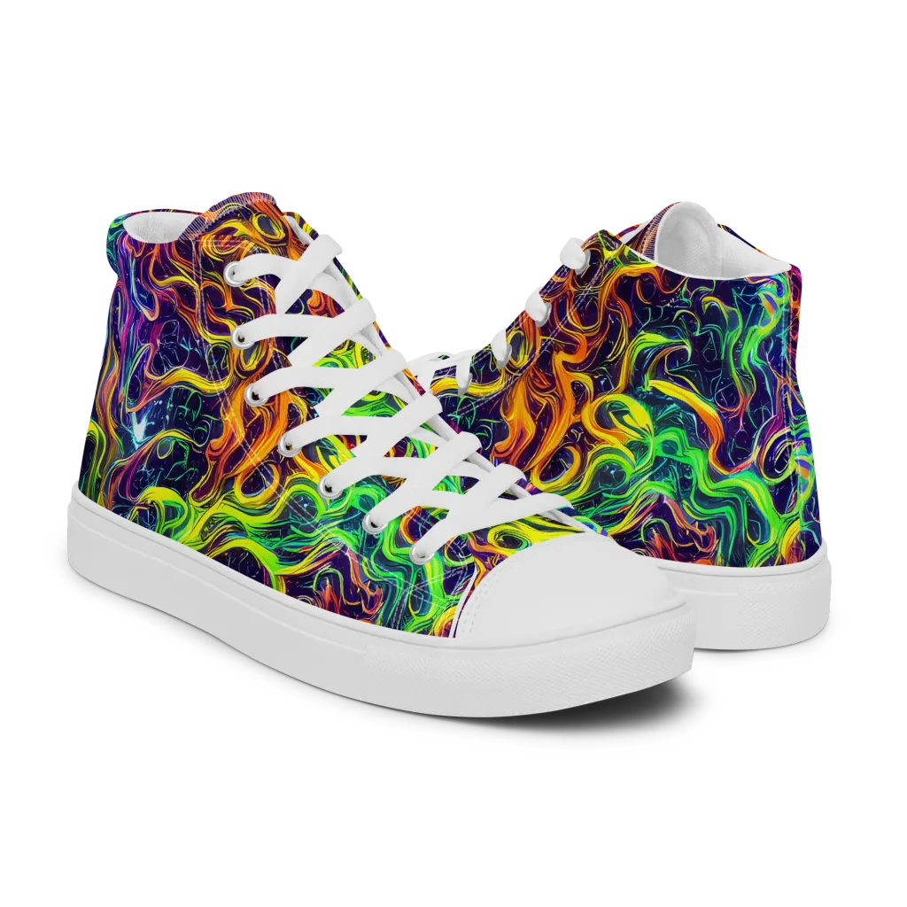 Liquid Fireworks on Women's High Top Canvas Shoes — Right