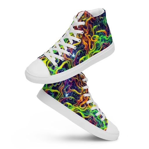 Liquid Fireworks on a Women's High Top Canvas Shoes