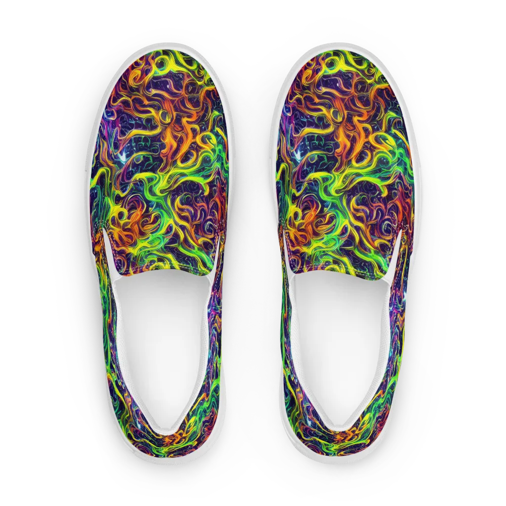 Liquid Fireworks on Men's Slip-On Canvas Shoes — Front
