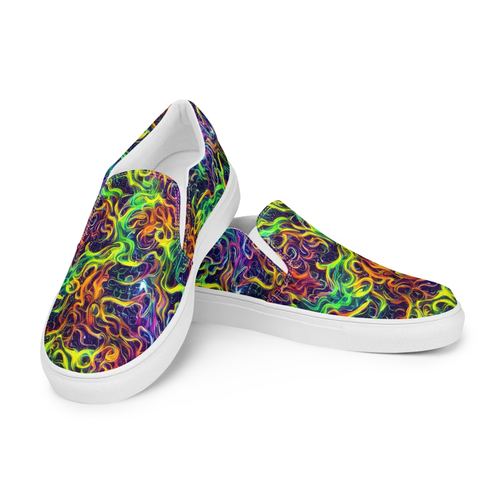 Liquid Fireworks on Men's Slip-On Canvas Shoes — Left Front