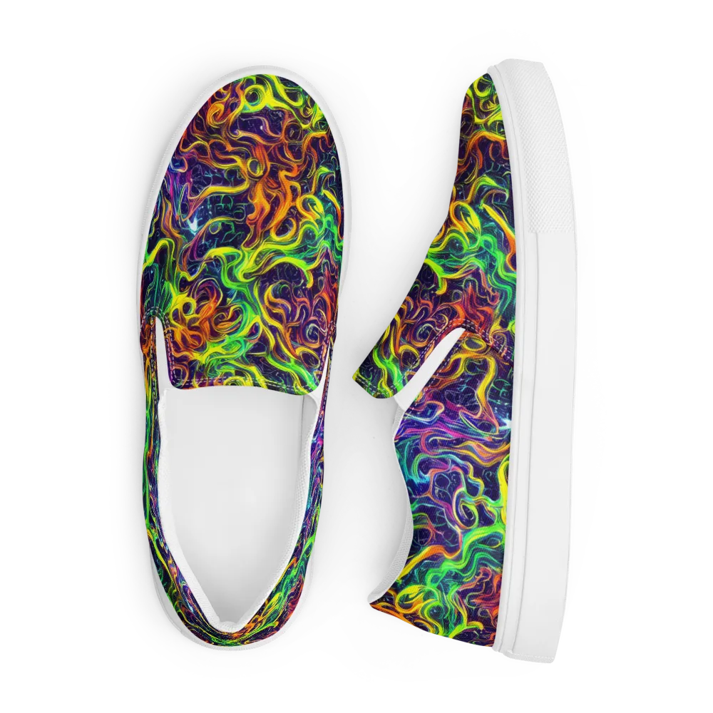 Liquid Fireworks on Men's Slip-On Canvas Shoes — Front
