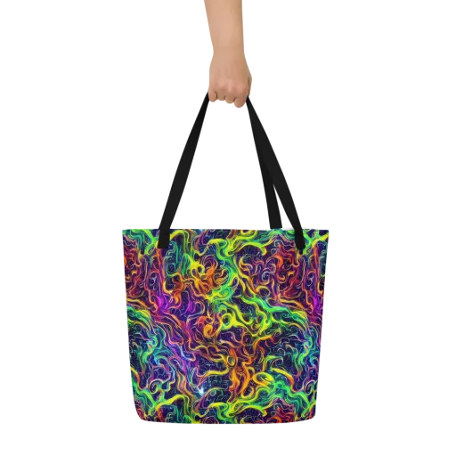 Liquid Fireworks on a Large Tote Bag W/ Pocket