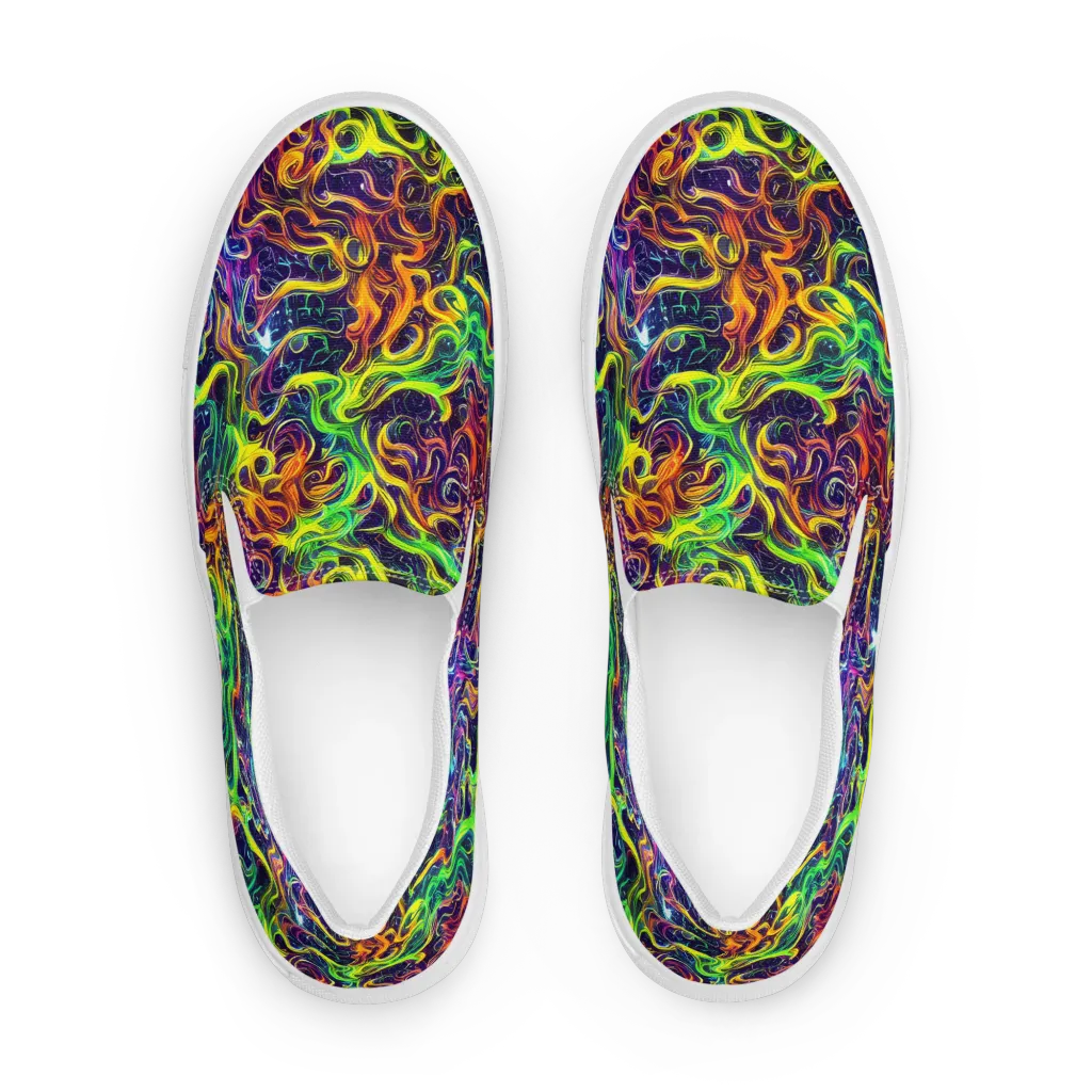 Liquid Fireworks on Women's Slip-On Canvas Shoes — Front