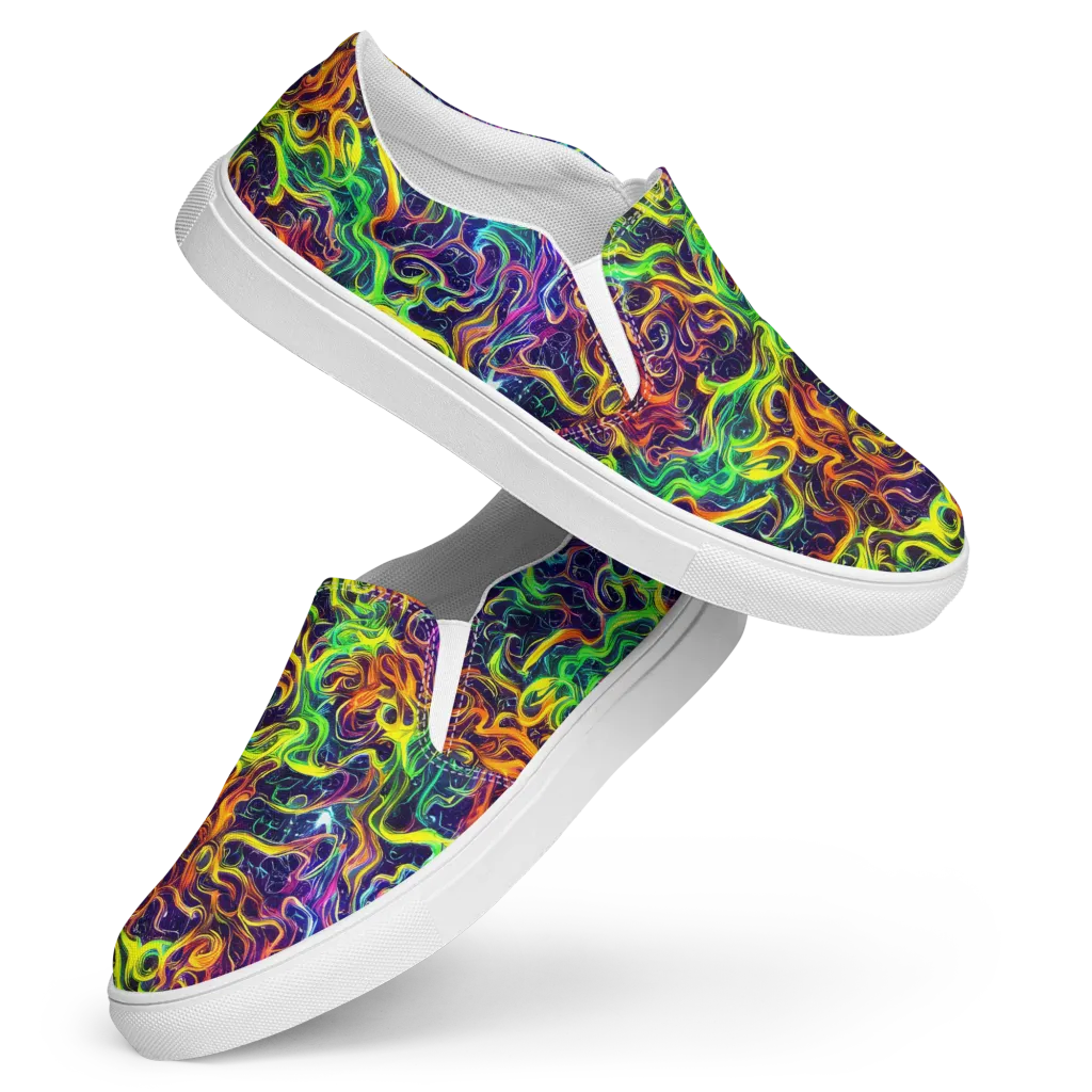 Liquid Fireworks on Women's Slip-On Canvas Shoes — Front