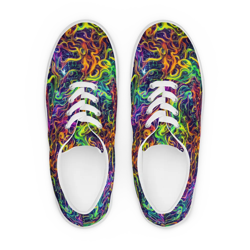 Liquid Fireworks on Men's Lace-Up Canvas Shoes — Front