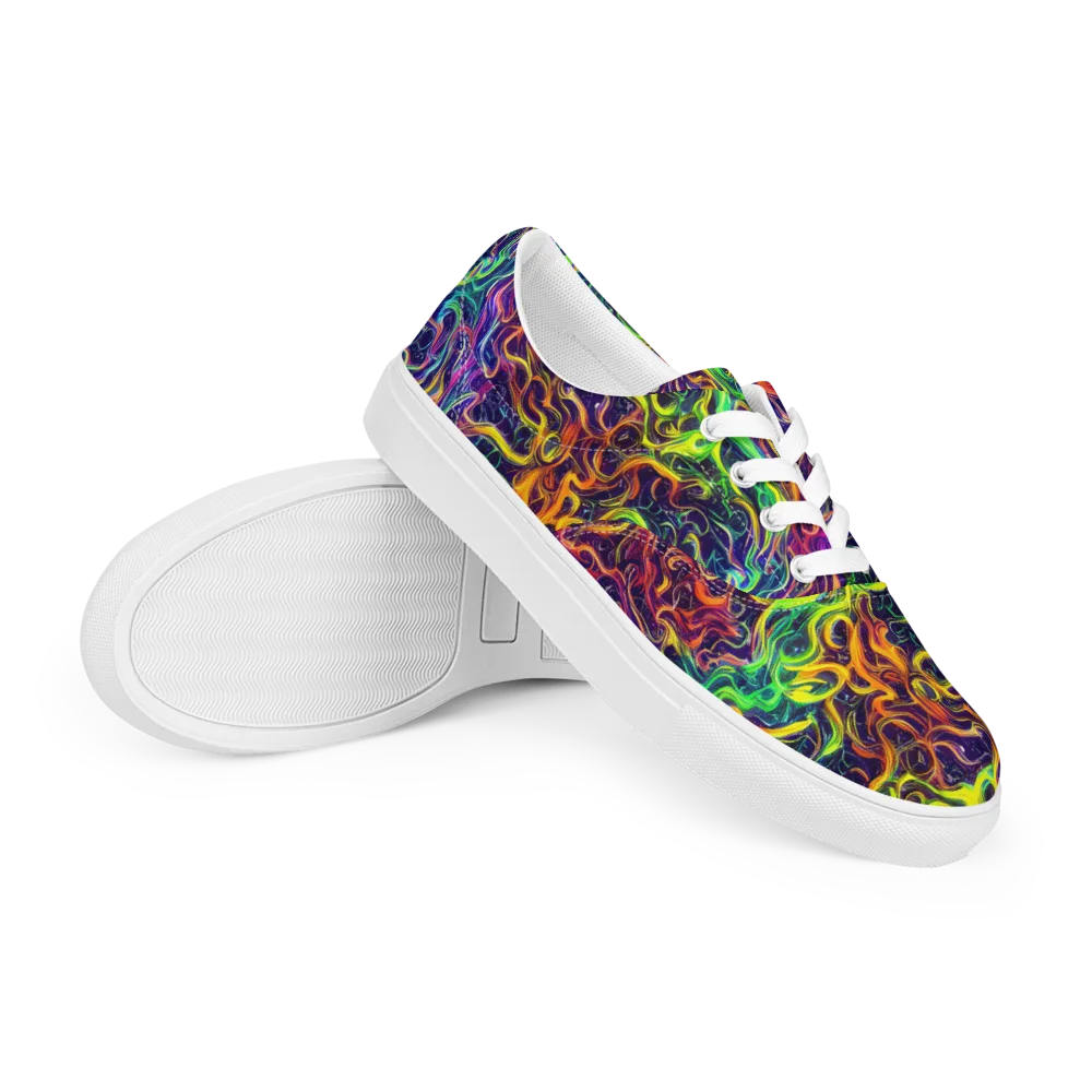 Liquid Fireworks on Men's Lace-Up Canvas Shoes — Right Front