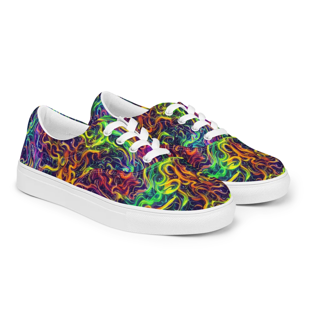 Liquid Fireworks on Men's Lace-Up Canvas Shoes — Right Front