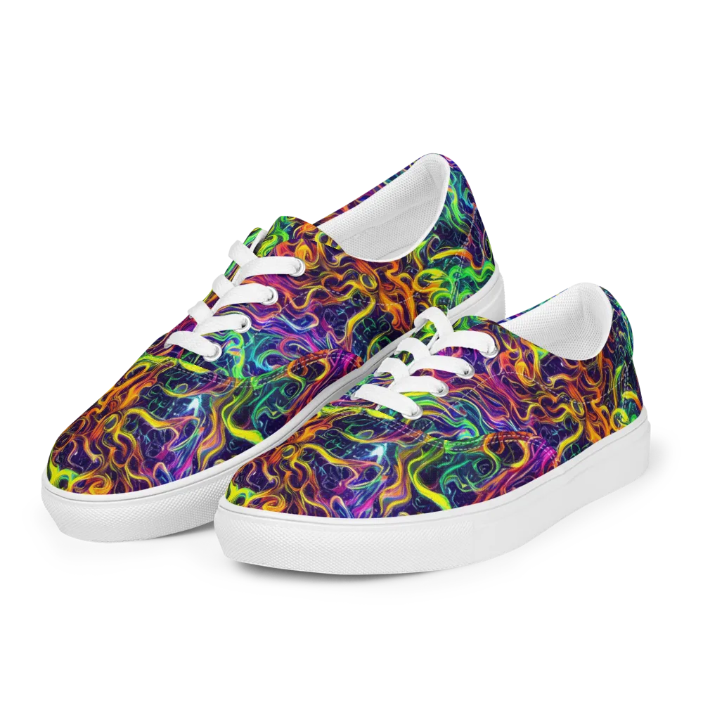 Liquid Fireworks on Men's Lace-Up Canvas Shoes — Left Front