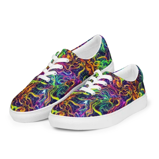Liquid Fireworks on a Men's Lace-Up Canvas Shoes