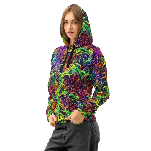 Liquid Fireworks on a Cotton Hoodie