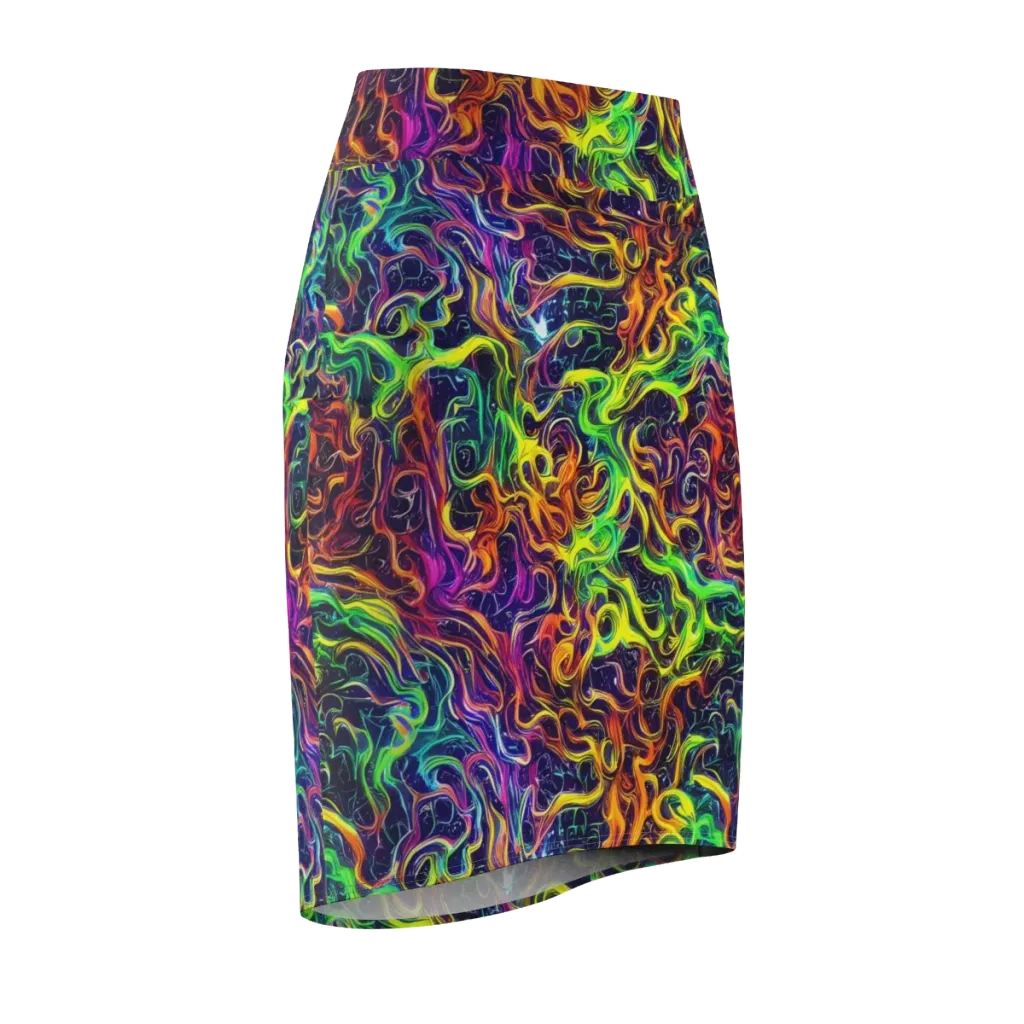 Liquid Fireworks on Pencil Skirt — Front Side