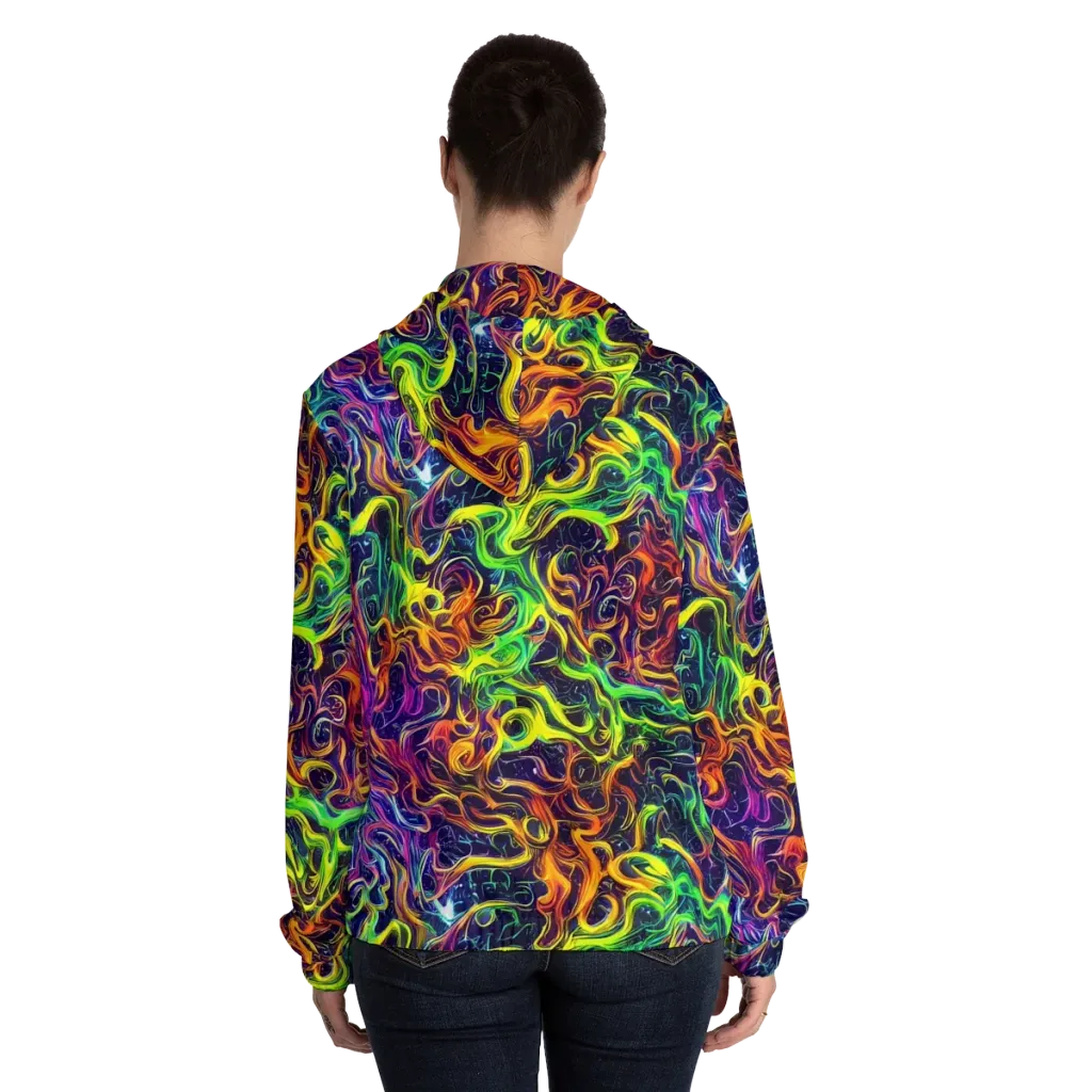 Liquid Fireworks on Women's Full-Zip Hoodie — Back On Person
