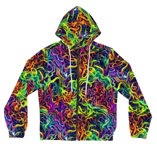 Liquid Fireworks on a Women's Full-Zip Hoodie