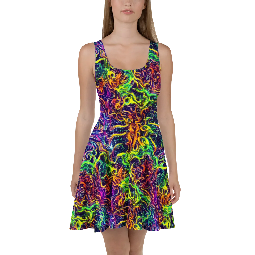 Liquid Fireworks on Skater Dress — Front