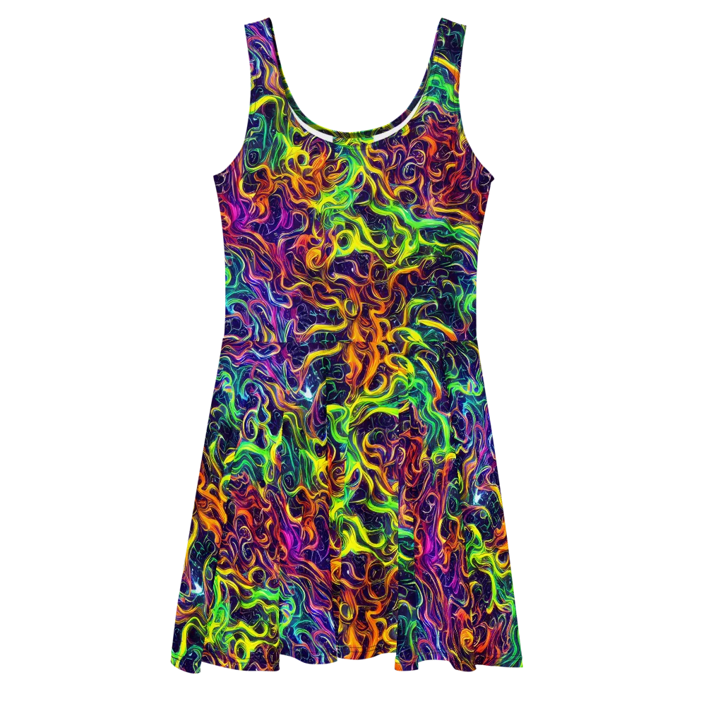 Liquid Fireworks on Skater Dress — Front