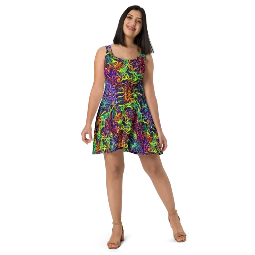 Liquid Fireworks on a Skater Dress
