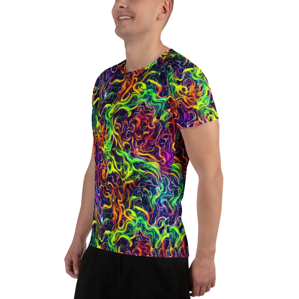 Liquid Fireworks on Men's Athletic T-Shirt — Left