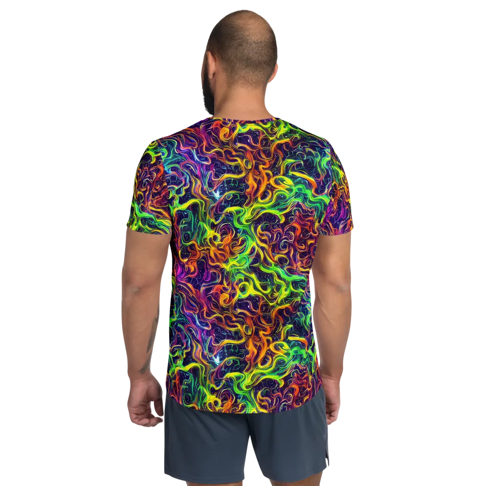 Liquid Fireworks on Men's Athletic T-Shirt — Back