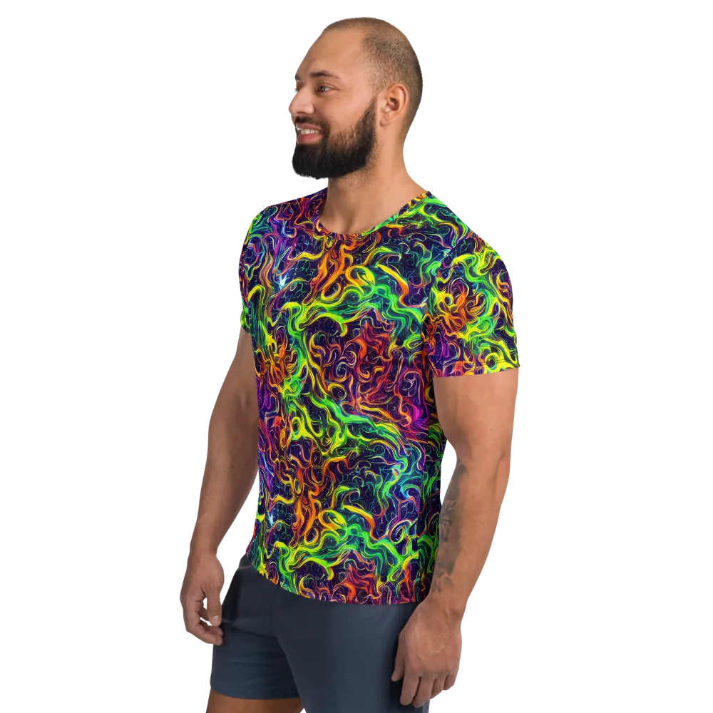 Liquid Fireworks on Men's Athletic T-Shirt — Left