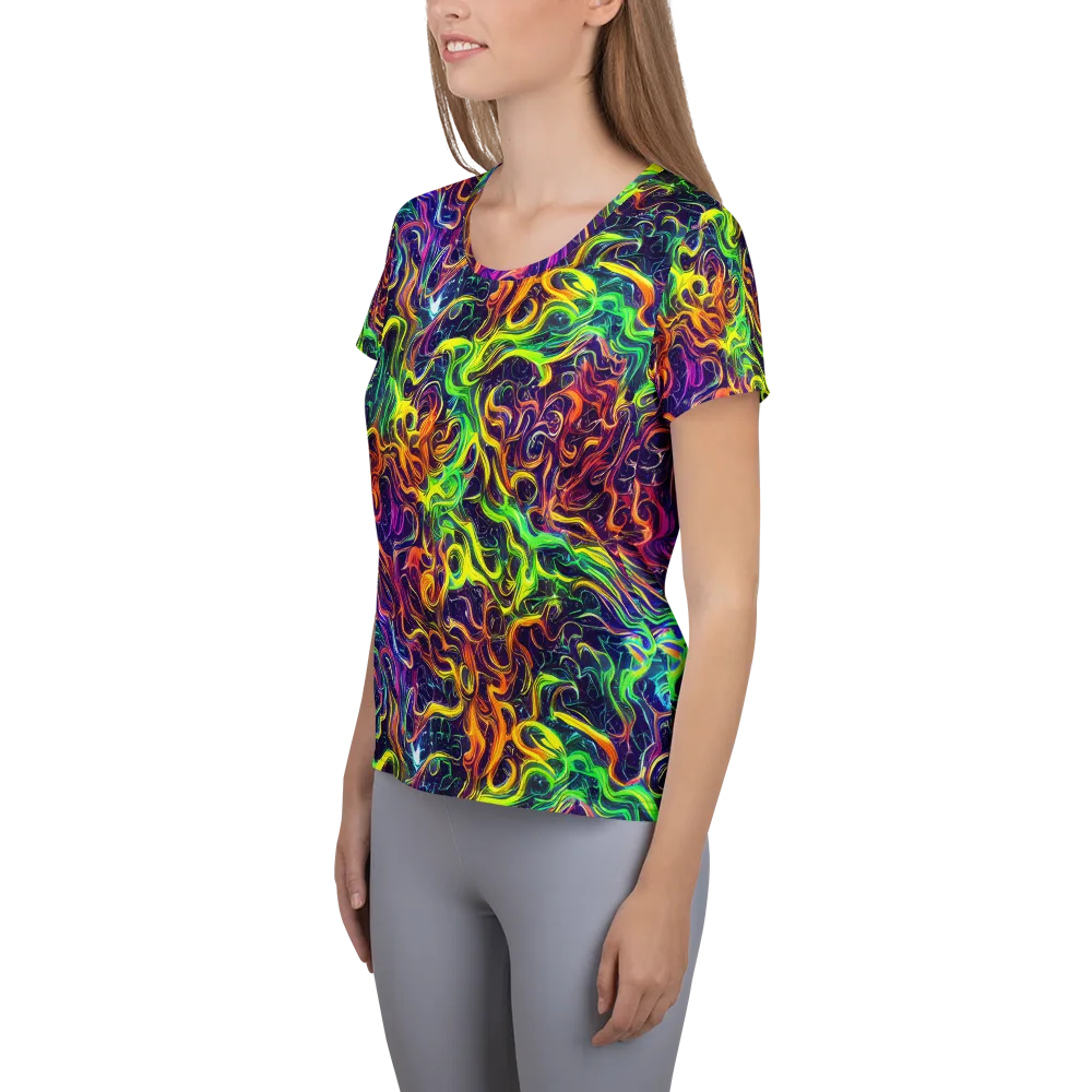 Liquid Fireworks on Women's Athletic T-Shirt — Left