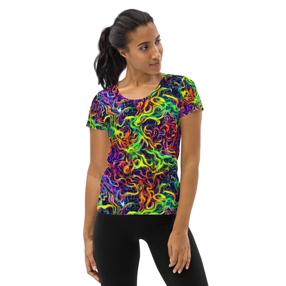 Liquid Fireworks on Women's Athletic T-Shirt — Front