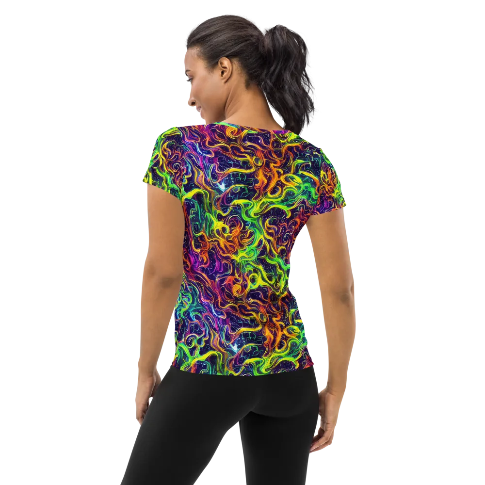 Liquid Fireworks on Women's Athletic T-Shirt — Back
