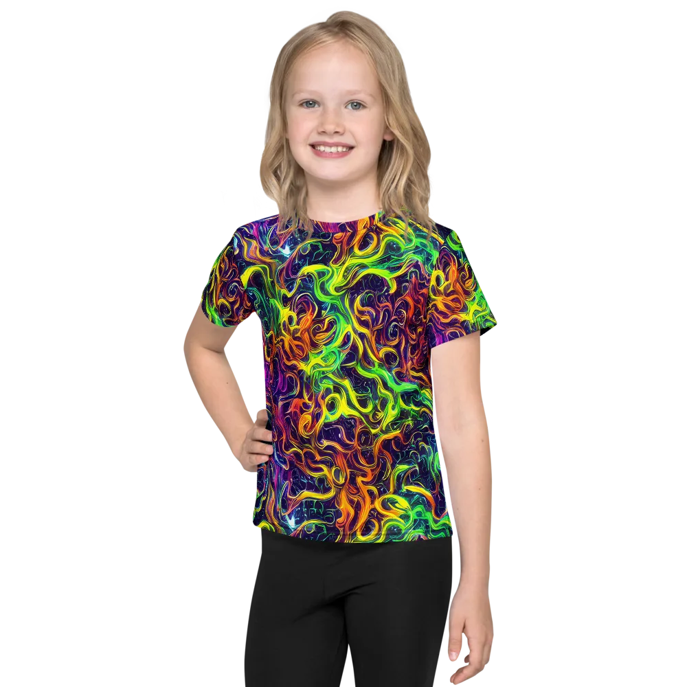 Liquid Fireworks on Kids Crew Neck T-Shirt — Front