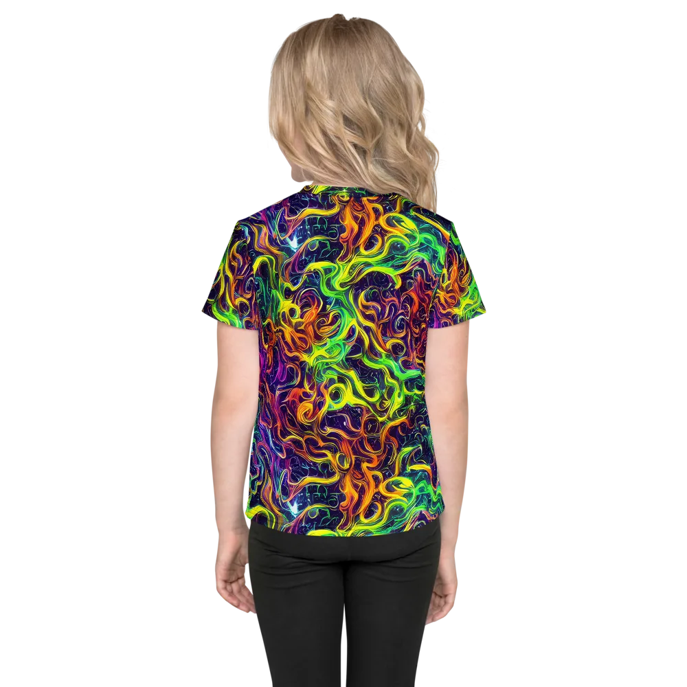 Liquid Fireworks on Kids Crew Neck T-Shirt — Back