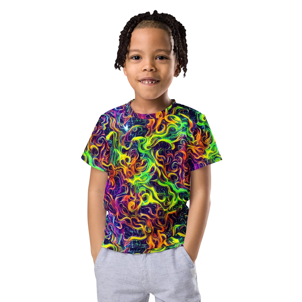 Liquid Fireworks on Kids Crew Neck T-Shirt — Front