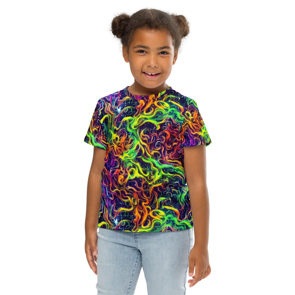 Liquid Fireworks on Kids Crew Neck T-Shirt — Front